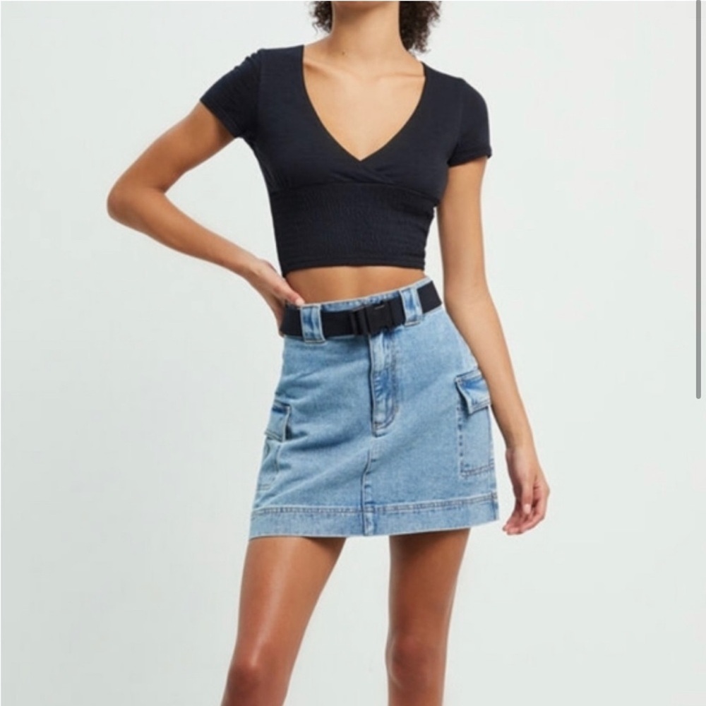 PacSun High Rise Denim Cargo Mini Skirt Size 25 XS Utility Streetwear Y2K 90s
